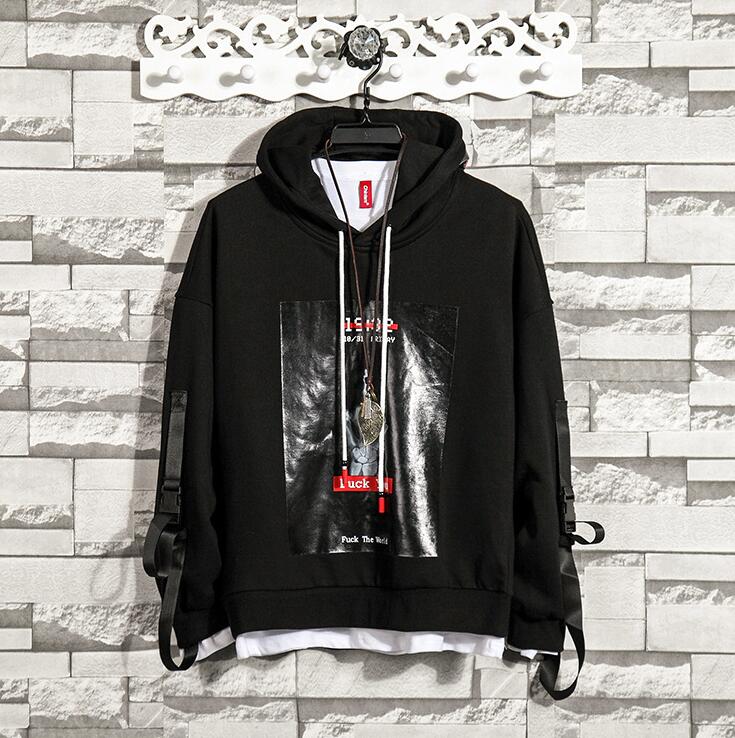 Hooded Sweatshirt with Print - Hip Hop Loose Jacket